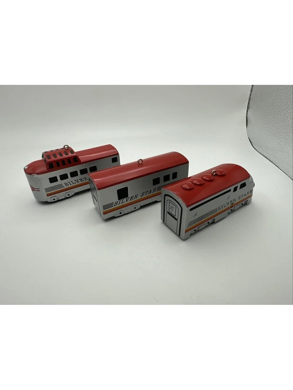 Hallmark Keepsake Ornament Silver Star Train Set Of 3 Cast Metal 1992 Heavy